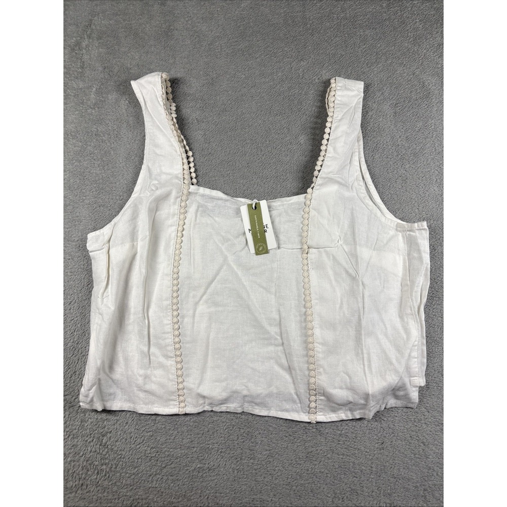 MARINE LAYER Stella Tank Top Antique White Cotton Coastal Size Large New